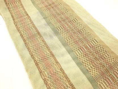 平和屋着物＊夏物 八寸名古屋帯 間道 正絹 逸品 DABC8933cm