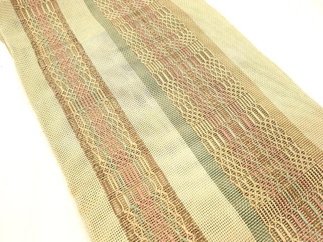 平和屋着物＊夏物 八寸名古屋帯 間道 正絹 逸品 DABC8933cm