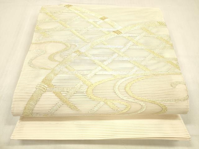 平和屋着物＊夏物 絽綴れ 太鼓柄袋帯 流水籬文 金糸 正絹 逸品 DABC8935cm