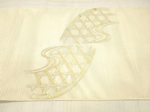 平和屋着物＊夏物 絽綴れ 太鼓柄袋帯 流水籬文 金糸 正絹 逸品 DABC8935cm