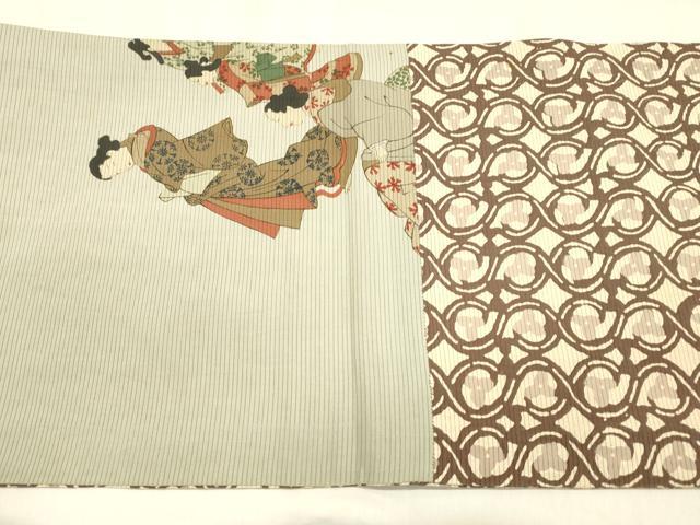 平和屋着物＊夏物 絽塩瀬 九寸名古屋帯 花唐草文 正絹 逸品 DABC8936cm