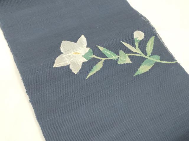 平和屋着物＊夏物 八寸名古屋帯 草花文 金糸 正絹 逸品 DABC8937cm