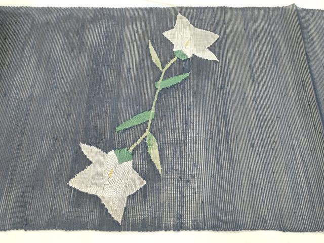 平和屋着物＊夏物 八寸名古屋帯 草花文 金糸 正絹 逸品 DABC8937cm