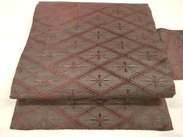 平和屋着物＊夏物　九寸名古屋帯　花菱文　正絹　逸品　DABC8939cm