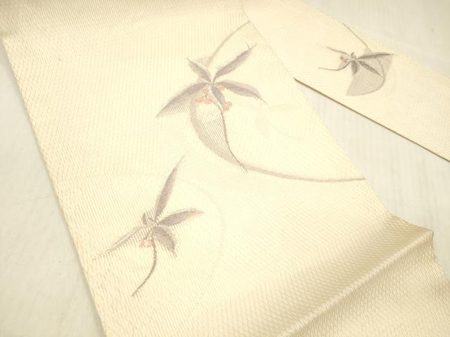 平和屋着物＊夏物　九寸名古屋帯　唐織　南天文　金銀糸　正絹　逸品　DABC8943cm 平和屋着物＊夏物 九寸名古屋帯 唐織 南天文 金銀糸 正絹 逸品