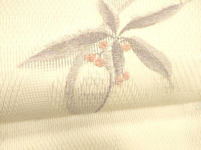 平和屋着物＊夏物　九寸名古屋帯　唐織　南天文　金銀糸　正絹　逸品　DABC8943cm 平和屋着物＊夏物 九寸名古屋帯 唐織 南天文 金銀糸 正絹 逸品