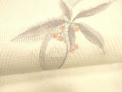 平和屋着物＊夏物 九寸名古屋帯 唐織 南天文 金銀糸 正絹 逸品 DABC8943cm