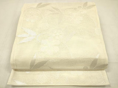 平和屋着物＊夏物 六通柄袋帯 草花文 銀糸 正絹 逸品 DABC8946cm