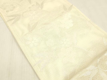 平和屋着物＊夏物 六通柄袋帯 草花文 銀糸 正絹 逸品 DABC8946cm