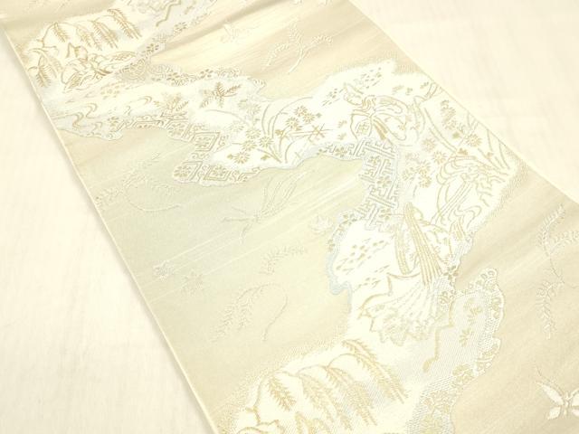 平和屋着物●西陣　川島織物　六通柄　本袋帯　舞蝶鳳凰人物風景文　金銀糸　正絹　逸品　DABC8947cm