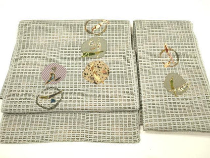 平和屋着物＊夏物 つけ帯 パッチワーク 抽象花丸文 金彩 健勝苑扱い 正絹 逸品 DABC8949cm