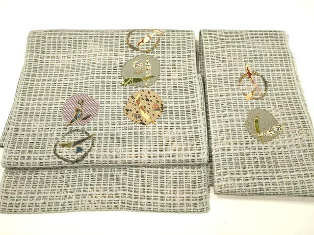 平和屋着物＊夏物 つけ帯 パッチワーク 抽象花丸文 金彩 健勝苑扱い 正絹 逸品 DABC8949cm