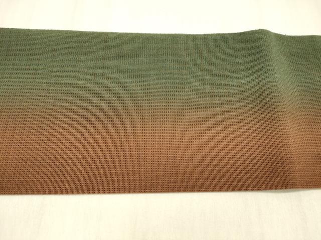 平和屋着物＊夏物 九寸名古屋帯 柿渋 諸紙布 霞文 証紙付き 正絹 逸品 DABC8950cm