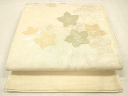 平和屋着物＊夏物 六通柄袋帯 草花文 金銀糸 正絹 逸品 DABC8953cm