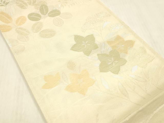 平和屋着物＊夏物 六通柄袋帯 草花文 金銀糸 正絹 逸品 DABC8953cm