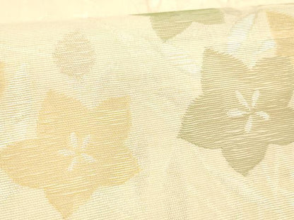 平和屋着物＊夏物 六通柄袋帯 草花文 金銀糸 正絹 逸品 DABC8953cm