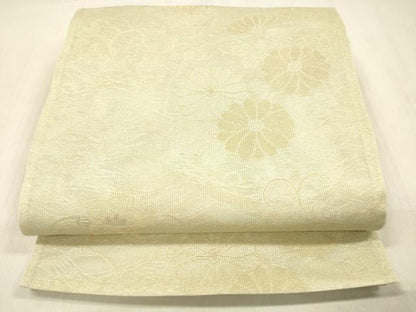 平和屋着物＊夏物 六通柄袋帯 雪輪草花文 金糸 正絹 逸品 DABC8954cm