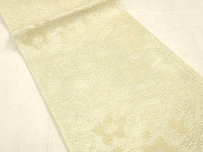 平和屋着物＊夏物 六通柄袋帯 雪輪草花文 金糸 正絹 逸品 DABC8954cm