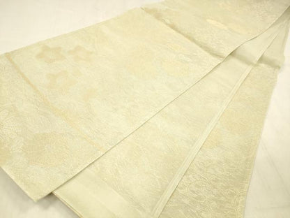 平和屋着物＊夏物 六通柄袋帯 雪輪草花文 金糸 正絹 逸品 DABC8954cm