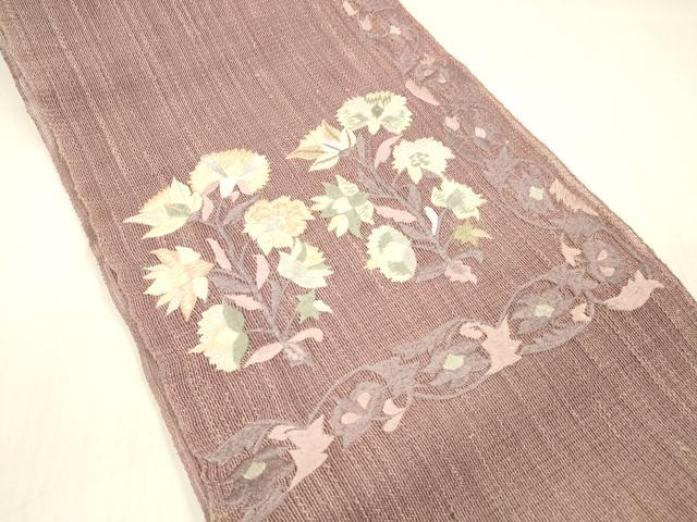 平和屋着物＊夏物 八寸名古屋帯 総刺繍 更紗花文 正絹 逸品 DABC8955cm