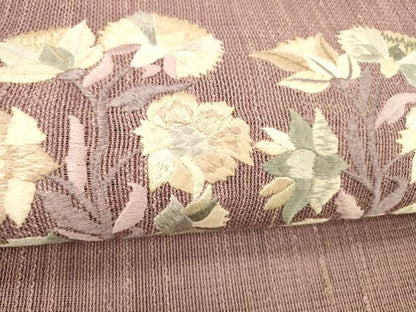 平和屋着物＊夏物 八寸名古屋帯 総刺繍 更紗花文 正絹 逸品 DABC8955cm