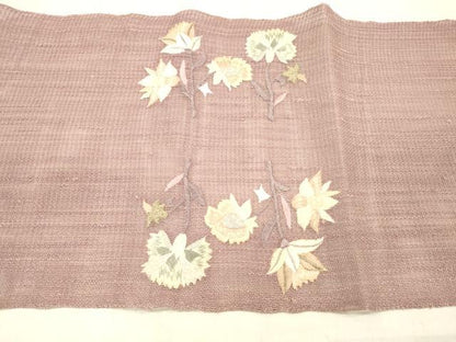 平和屋着物＊夏物 八寸名古屋帯 総刺繍 更紗花文 正絹 逸品 DABC8955cm