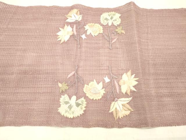 平和屋着物＊夏物 八寸名古屋帯 総刺繍 更紗花文 正絹 逸品 DABC8955cm