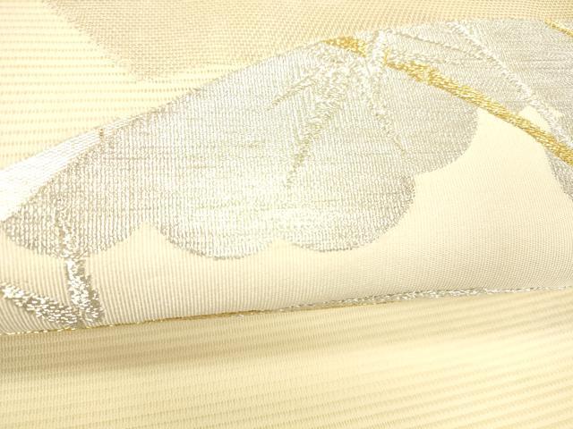 平和屋着物＊夏物 九寸開き名古屋帯 地紙笹竹文 金銀糸 正絹 逸品 DABC8956cm
