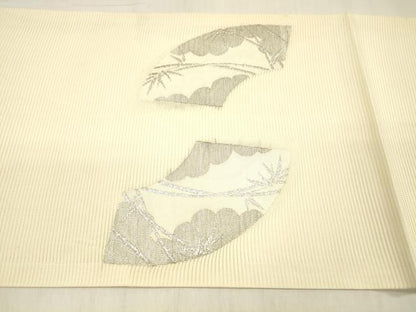 平和屋着物＊夏物 九寸開き名古屋帯 地紙笹竹文 金銀糸 正絹 逸品 DABC8956cm