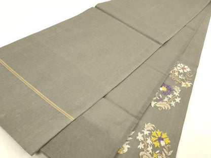 平和屋着物＊夏物　太鼓柄袋帯　唐織　草花文　金糸　正絹　逸品　DABC8957cm