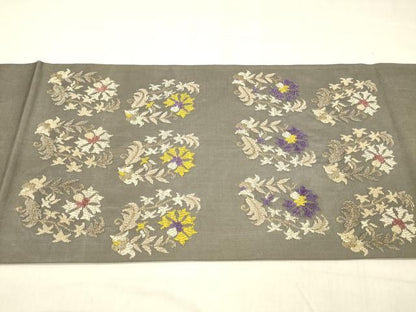 平和屋着物＊夏物　太鼓柄袋帯　唐織　草花文　金糸　正絹　逸品　DABC8957cm