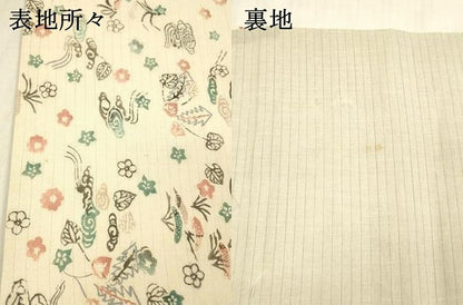 平和屋着物＊夏物 九寸名古屋帯 絽縮緬 型染 草花文 正絹 逸品 DABC8958cm