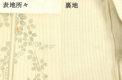 平和屋着物＊夏物 アンティーク 大正ロマン 九寸名古屋帯 絽縮緬 手描き 夏虫草葉文 正絹 逸品 DABC8959cm