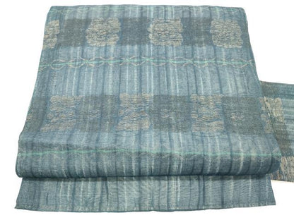 平和屋着物＊夏物 九寸名古屋帯 横段花文 金糸 正絹 逸品 DABC8960cm