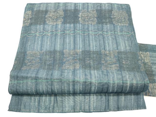 平和屋着物＊夏物 九寸名古屋帯 横段花文 金糸 正絹 逸品 DABC8960cm