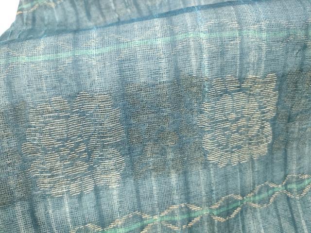 平和屋着物＊夏物 九寸名古屋帯 横段花文 金糸 正絹 逸品 DABC8960cm