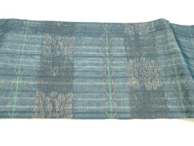 平和屋着物＊夏物 九寸名古屋帯 横段花文 金糸 正絹 逸品 DABC8960cm