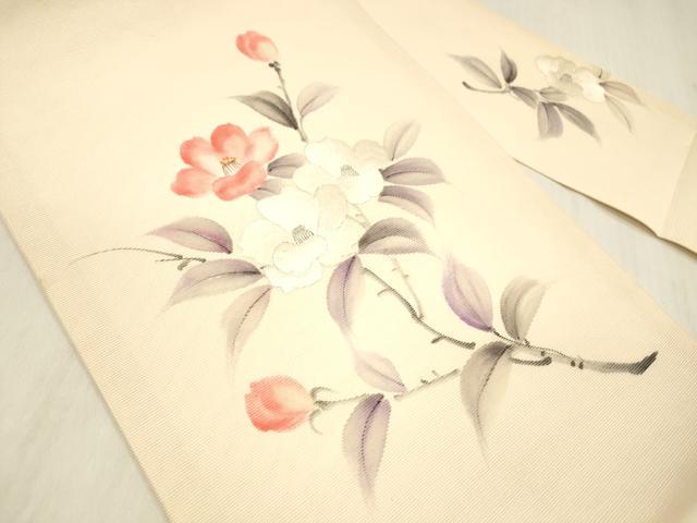 平和屋着物＊夏物 九寸名古屋帯 手描き 刺繍 銀糸 正絹 逸品 DABC8961cm