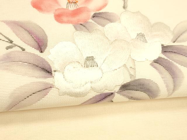 平和屋着物＊夏物 九寸名古屋帯 手描き 刺繍 銀糸 正絹 逸品 DABC8961cm