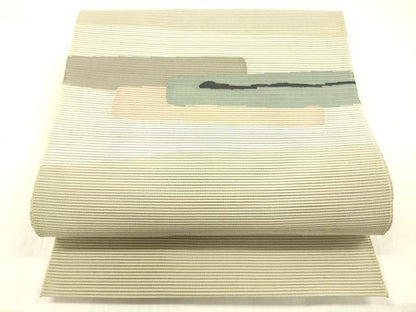 平和屋着物＊夏物 絽綴れ 八寸名古屋帯 横段文 正絹 逸品 DABC8962cm