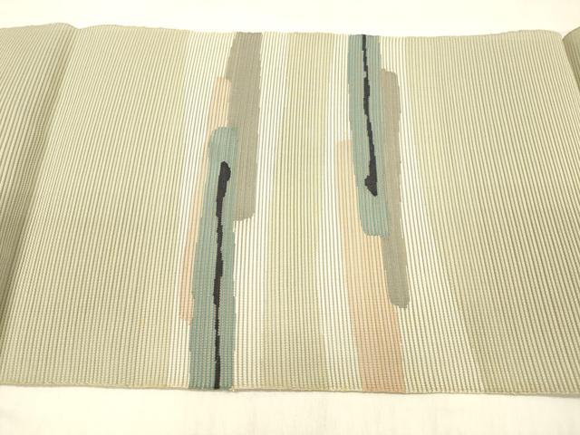 平和屋着物＊夏物 絽綴れ 八寸名古屋帯 横段文 正絹 逸品 DABC8962cm