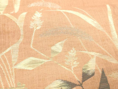 平和屋着物＊夏物 六通柄 本袋帯 草葉文 金銀糸 正絹 逸品 DABC8965cm