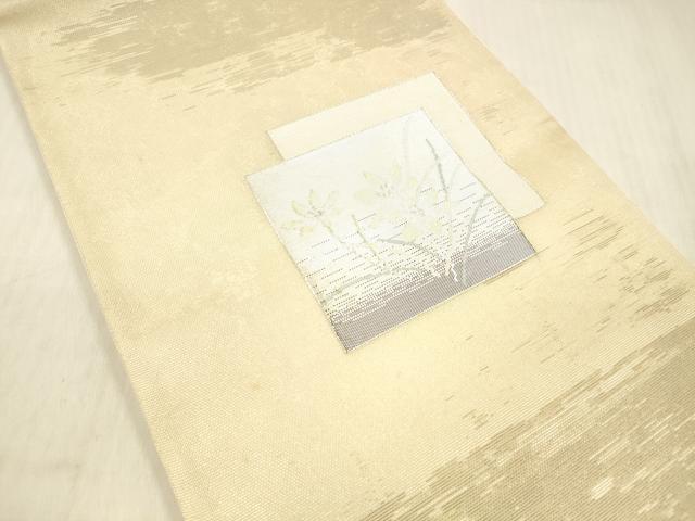 平和屋着物＊夏物 太鼓柄袋帯 草花文 銀糸 正絹 逸品 DABC8968cm