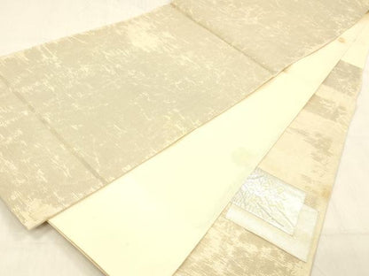 平和屋着物＊夏物 太鼓柄袋帯 草花文 銀糸 正絹 逸品 DABC8968cm