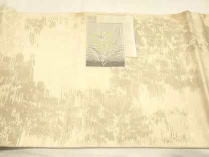 平和屋着物＊夏物 太鼓柄袋帯 草花文 銀糸 正絹 逸品 DABC8968cm