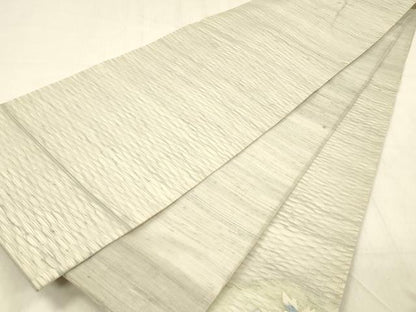 平和屋着物＊夏物 太鼓柄袋帯 草花文 銀糸 正絹 逸品 DABC8970cm