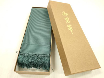 平和屋着物＊夏物 絽綴れ 男性 角帯 虫襖色 共箱付き 正絹 逸品 DABC8972cm