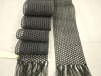 平和屋着物＊夏物 男性 角帯 羅 黒色 共箱付き 正絹 逸品 DABC8973cm