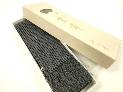 平和屋着物＊夏物 男性 角帯 羅 黒色 共箱付き 正絹 逸品 DABC8973cm