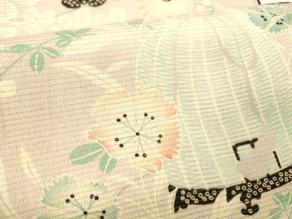 平和屋着物＊夏物 アンティーク 大正ロマン 全通柄 京袋帯 絽縮緬 草花籠文 正絹 逸品 DABC8974cm